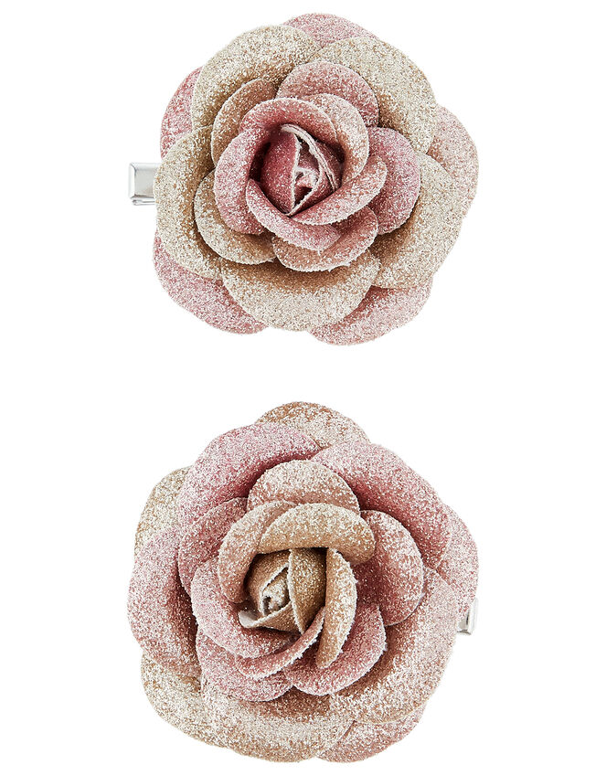 Glitter Ombre Rose Hair Clips, Multi (MULTI), large