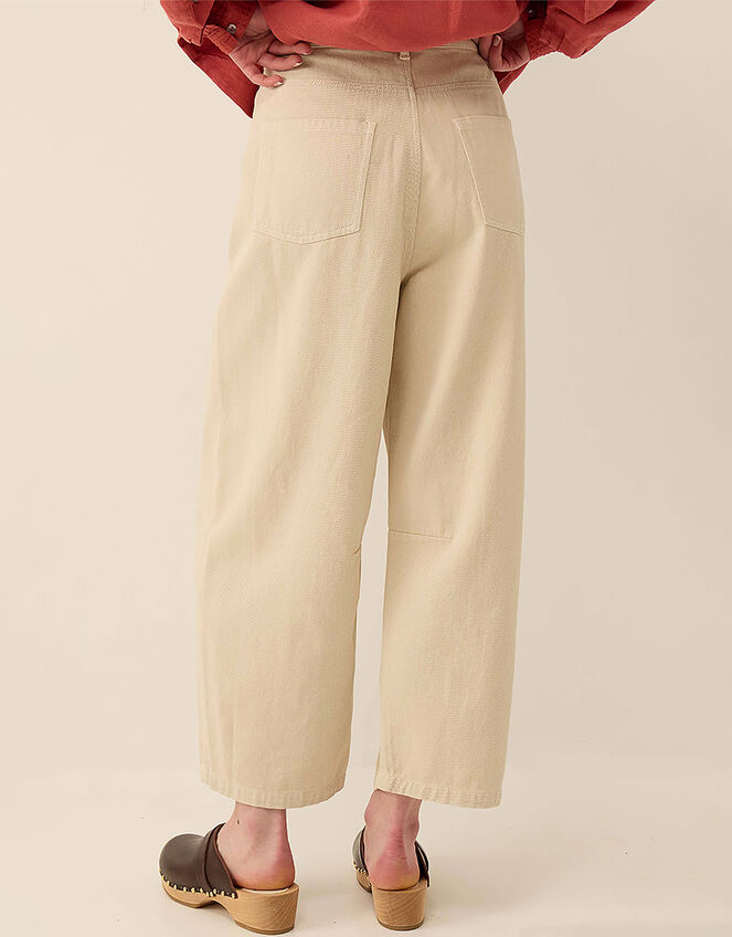 East Elodie Cotton Twill Barrel Leg Trousers, White (WARM IVORY), large