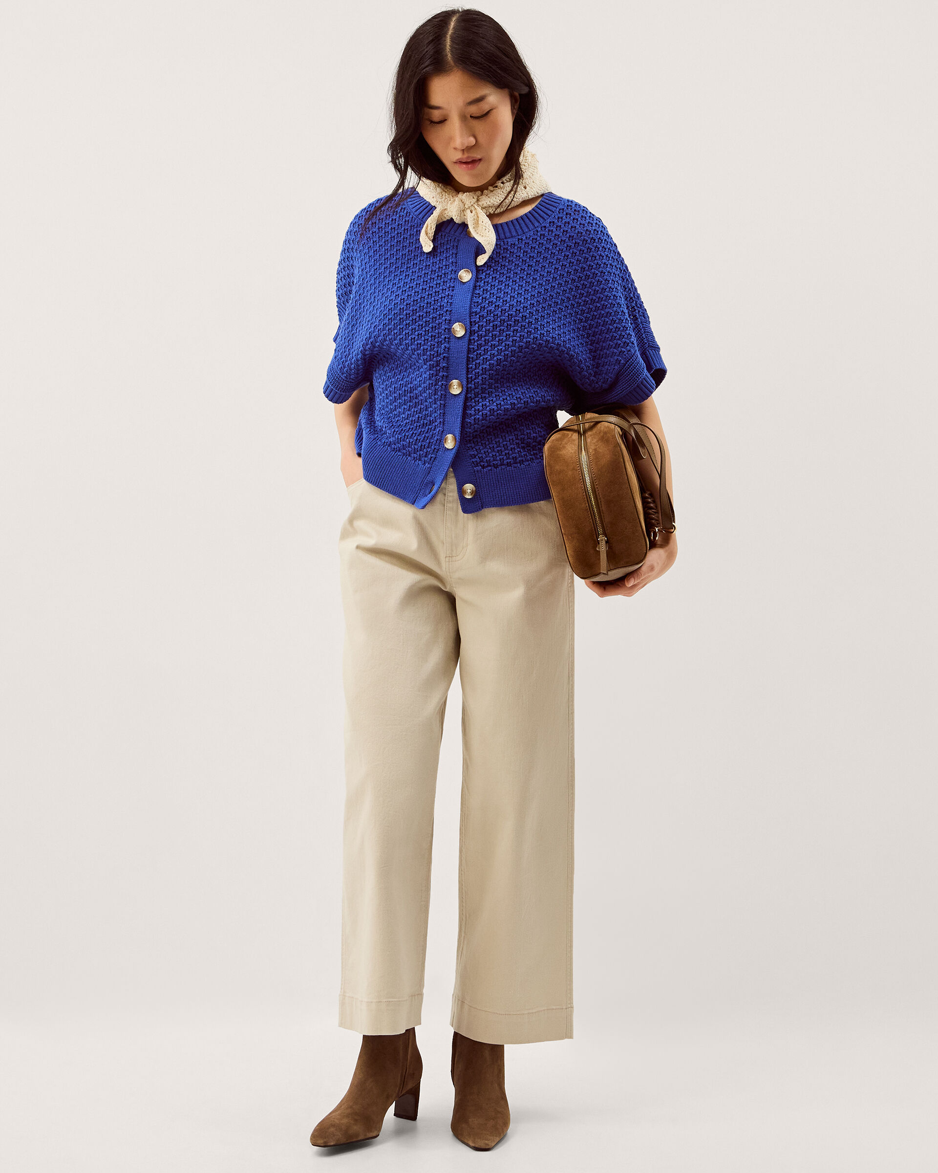 Sienna Short Sleeve Knit Cardigan Blue