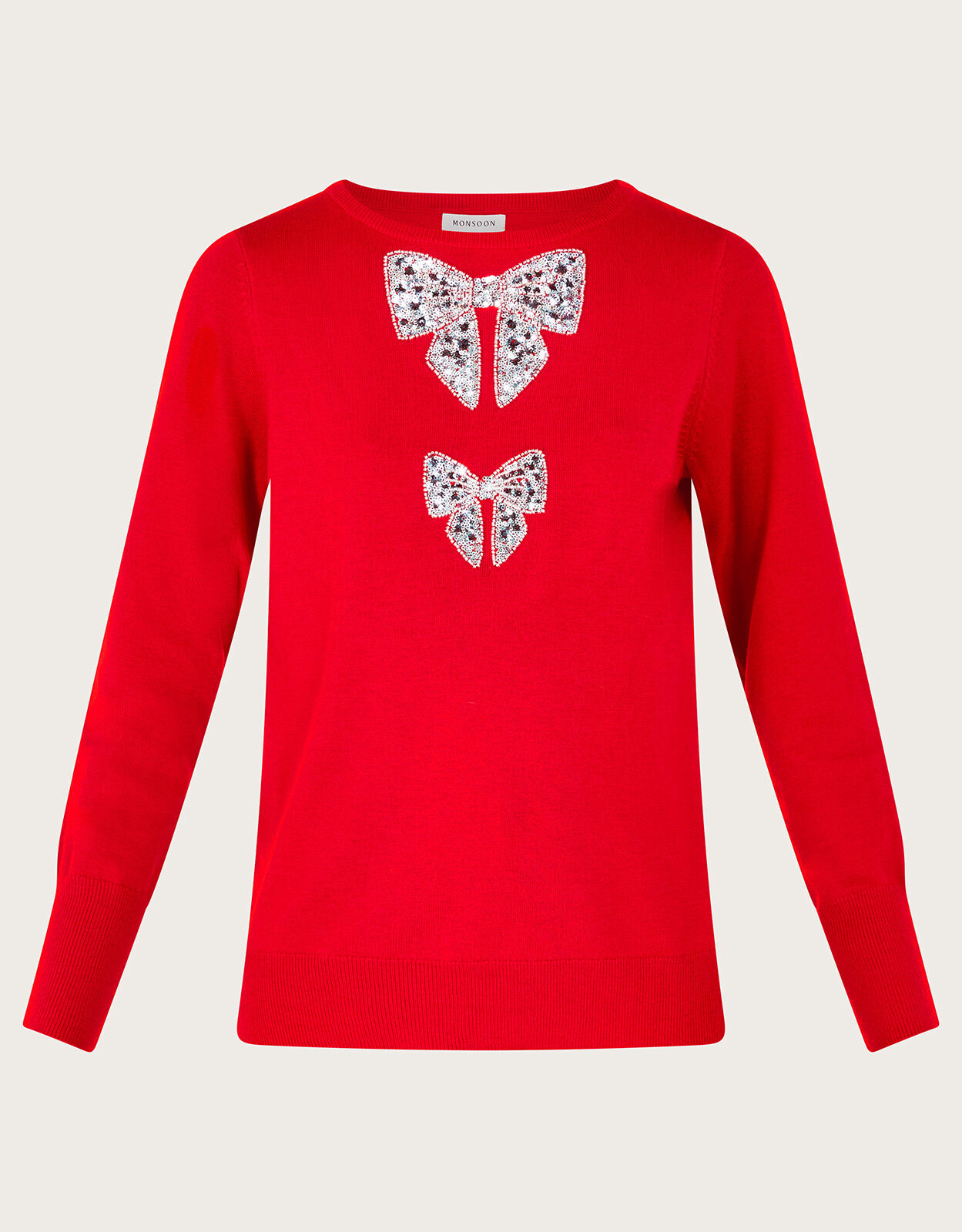 Red sequin bow christmas jumper deals