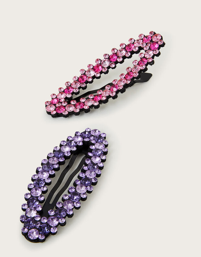 2-Pack Oval Diamante Hair Clips, , large