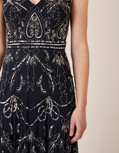 Harley Embellished Heart Maxi Dress , Blue (NAVY), large