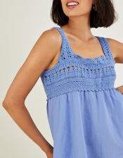 Crochet Trim Cami Top, Blue (BLUE), large