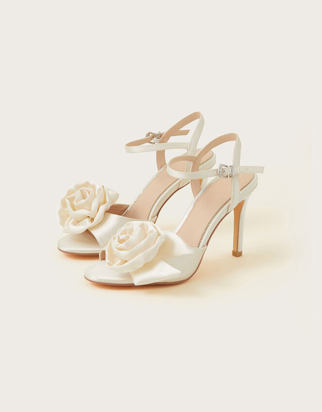 Satin Corsage Stilettos , Ivory (IVORY), large