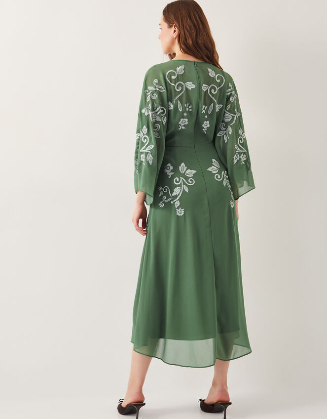 Hannah Embroidered Tea Dress, Green (GREEN), large