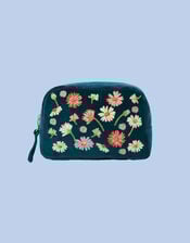 Elizabeth Scarlett Velvet Cosmetic Bag, Blue (BLUE), large