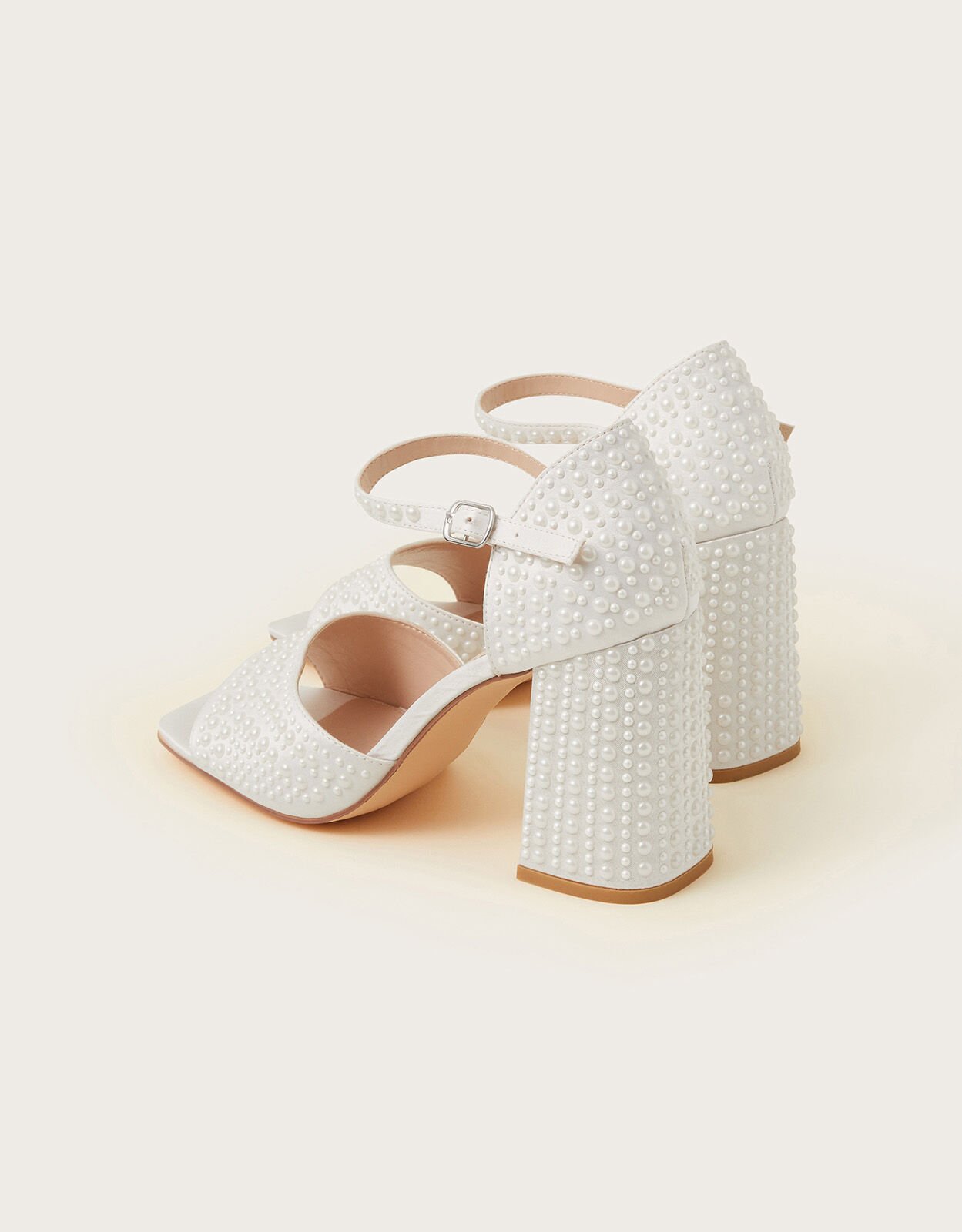 Pearl Bridal Heel Sandals Ivory