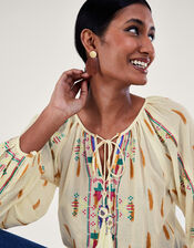 Embroidered Aztec Top , Ivory (IVORY), large