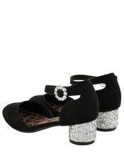 Ada Two Part Glitter Heel Shoes, Black (BLACK), large