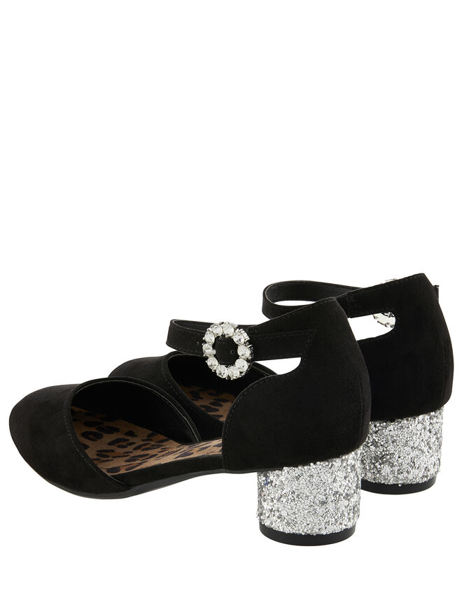 Ada Two Part Glitter Heel Shoes, Black (BLACK), large