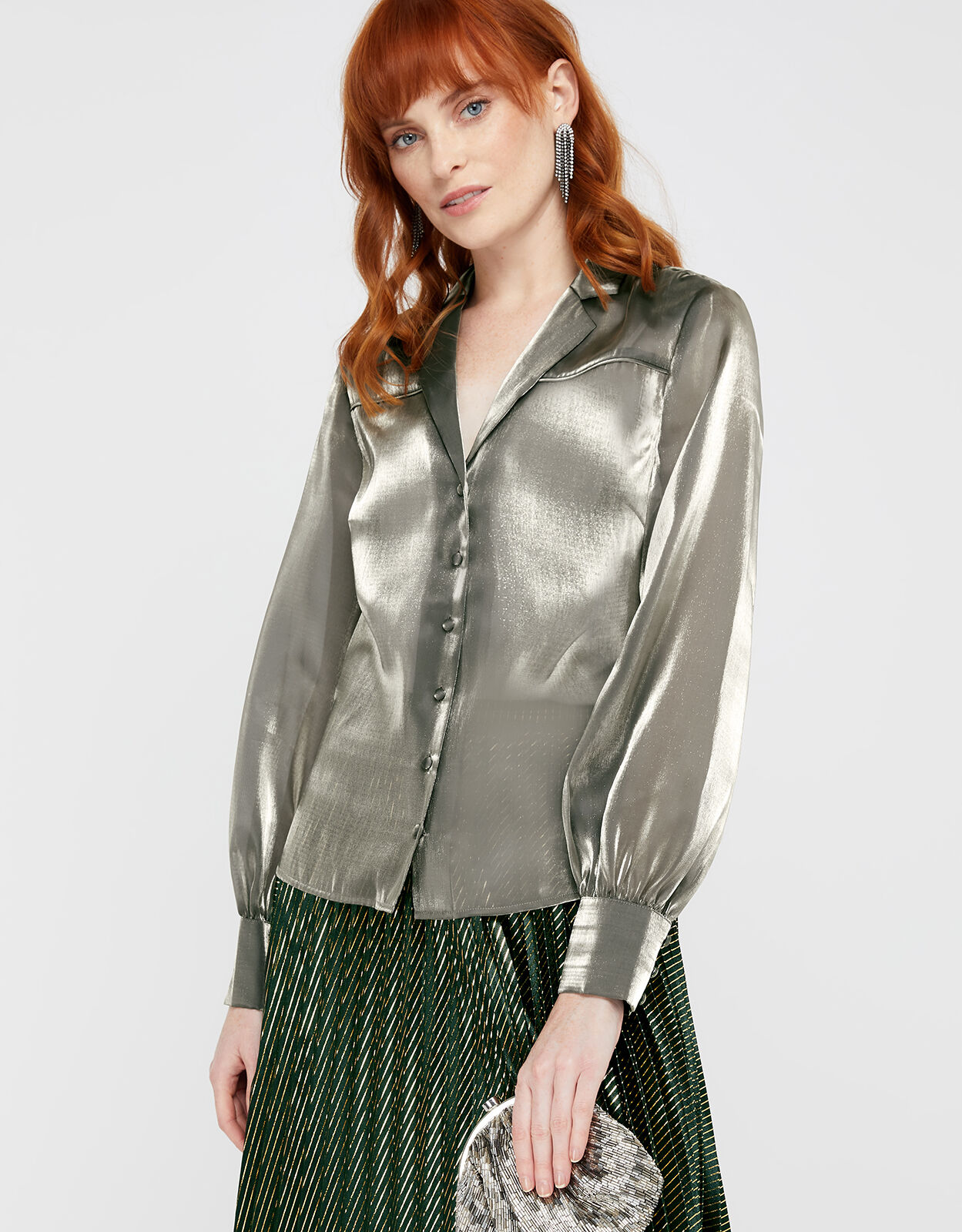 Blair Shimmer Sheer Blouse Gold