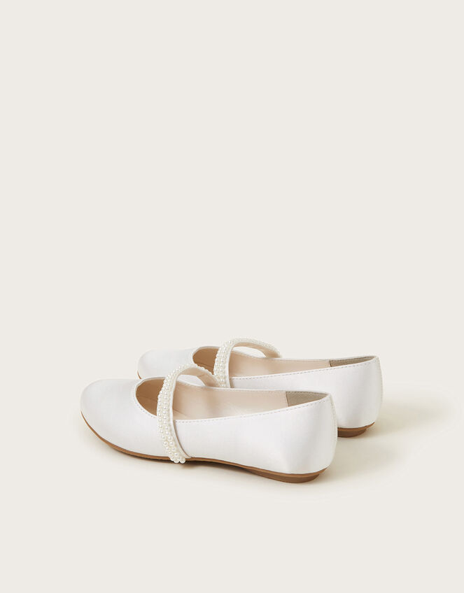 Communion Pearl Strap Ballet Flats, White (WHITE), large