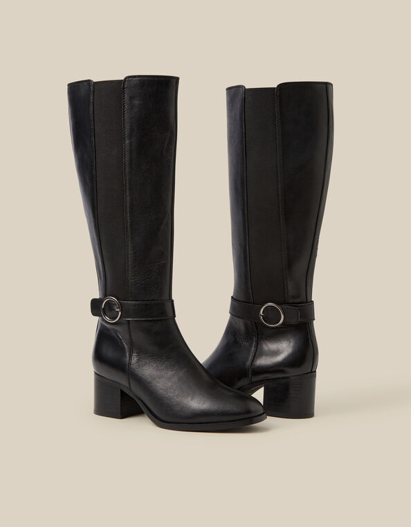 Tori Leather Knee High Boots, Black (BLACK), large