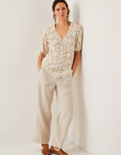 Ren Crochet Collared Blouse, Ivory (IVORY), large