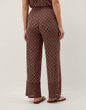Magdalena Geometric Jersey Trousers, Brown (CHOCOLATE), large