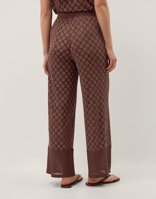 Magdalena Geometric Jersey Trousers, Brown (CHOCOLATE), large