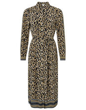 Camillia Printed Shirt Dress in Sustainable Viscose, Black (BLACK), large