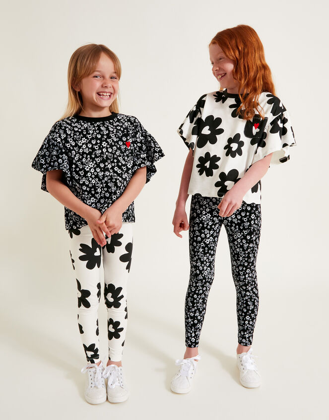 2-Pack Floral Leggings, Black (BLACK), large