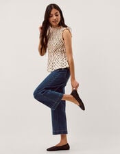 Amaya Sleeveless Printed Jersey Top, Ivory (IVORY), large