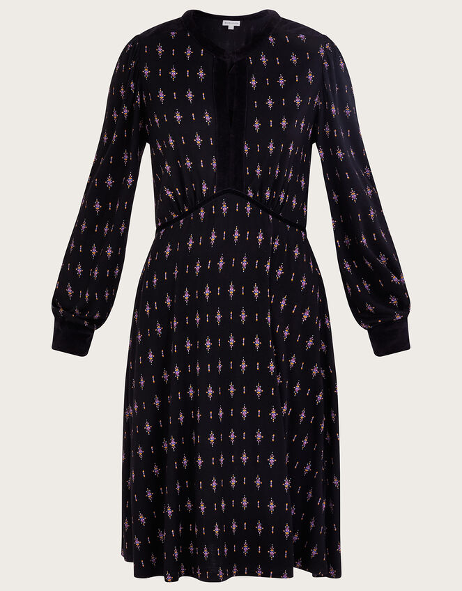 Geometric Print Dress Black