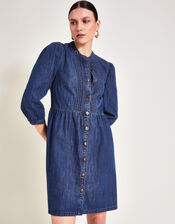 Mae Pintuck Denim Dress, Blue (DENIM BLUE), large