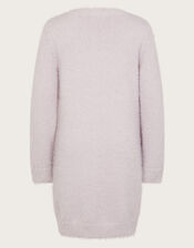Unicorn Fluffy Knit Jumper Dress, Purple (LILAC), large