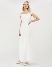 Emmeline Embellished Bardot Bridal Dress, Ivory (IVORY), large
