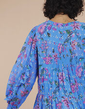 East Harriet Floral Foil Print Dress, Blue (BLUE), large
