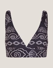 Macie Shell Print Bikini Top, Black (BLACK), large