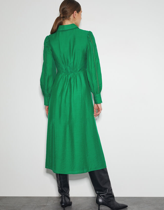 Laila Lace Midi Shirt Dress, Green (GREEN), large