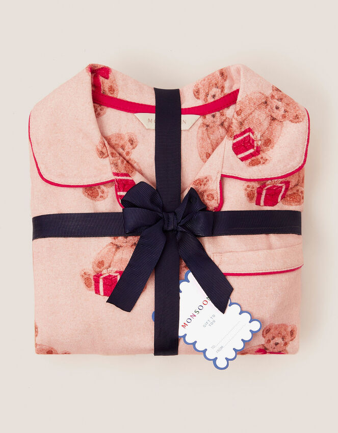 Teddy Bear Print Long Christmas Pyjamas Set, Cream (CREAM), large