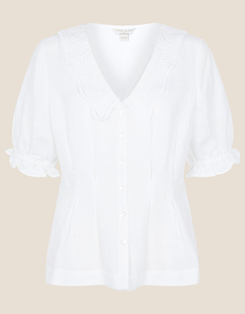 White  Puff Sleeve Blouse Top main image 1