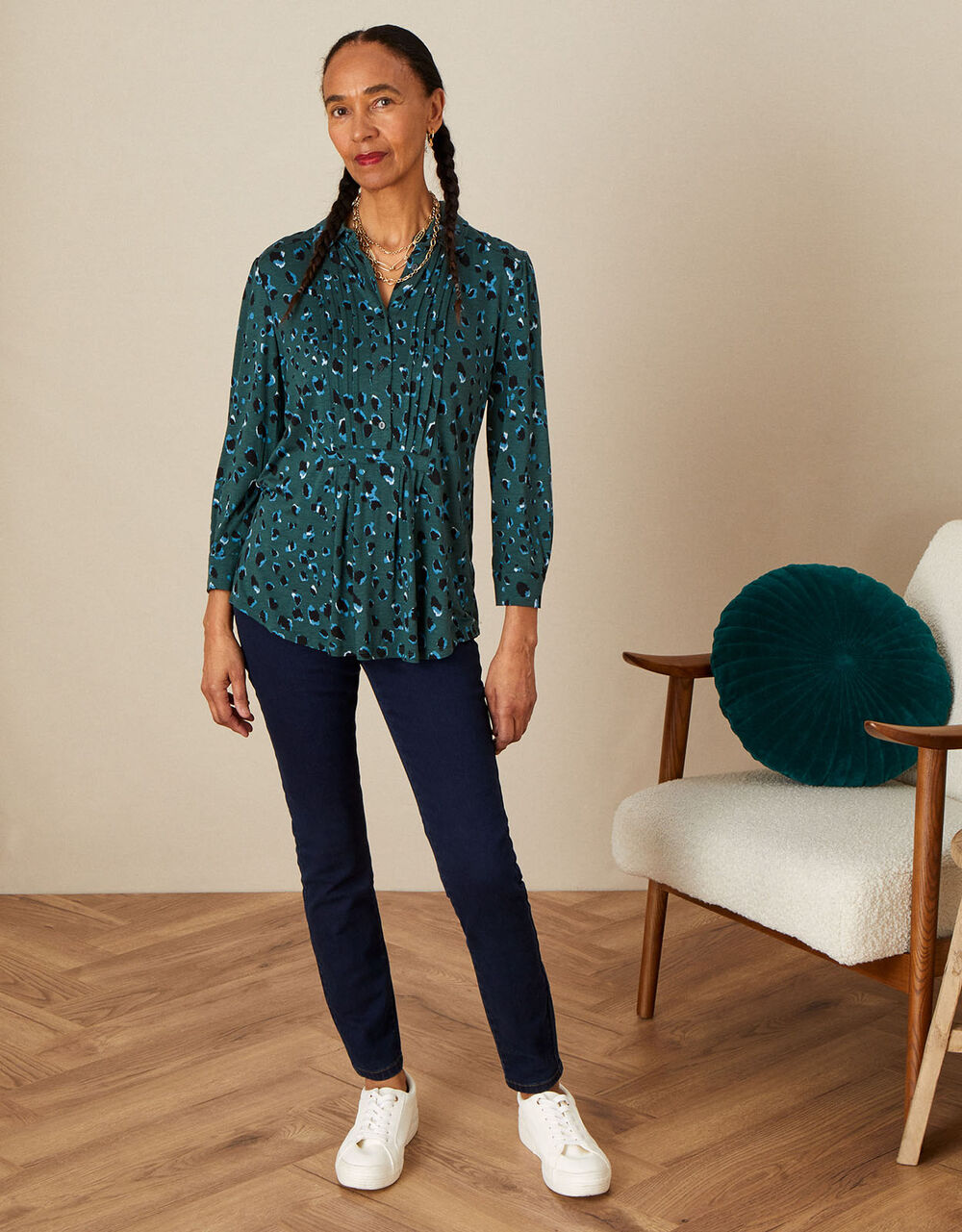 Women Women's Clothing | Animal Print Jersey Shirt with LENZING™ ECOVERO™ Green - KQ89100