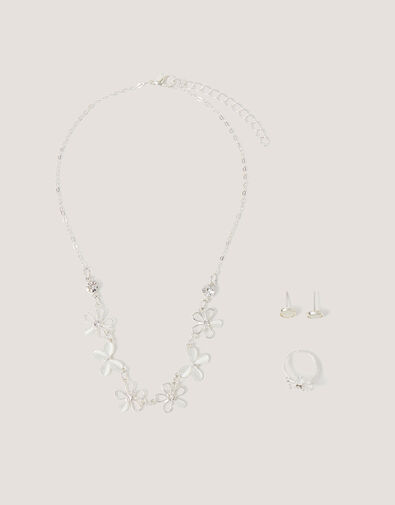 Floral Butterfly Jewellery Set, Silver (SILVER), large