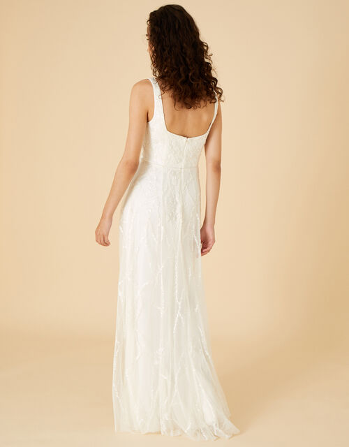 Kaley Embellished Square Neck Bridal Dress, Ivory (IVORY), large