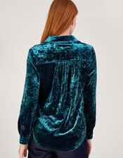 Cleo Velvet Shirt, Blue (BLUE), large
