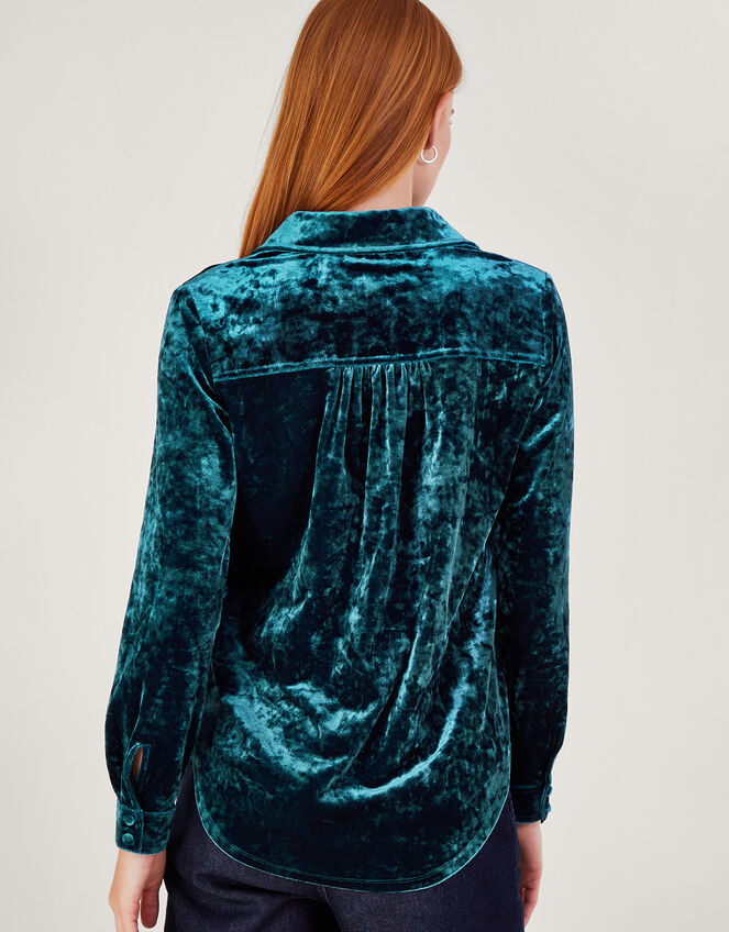 Cleo Velvet Shirt, Blue (BLUE), large