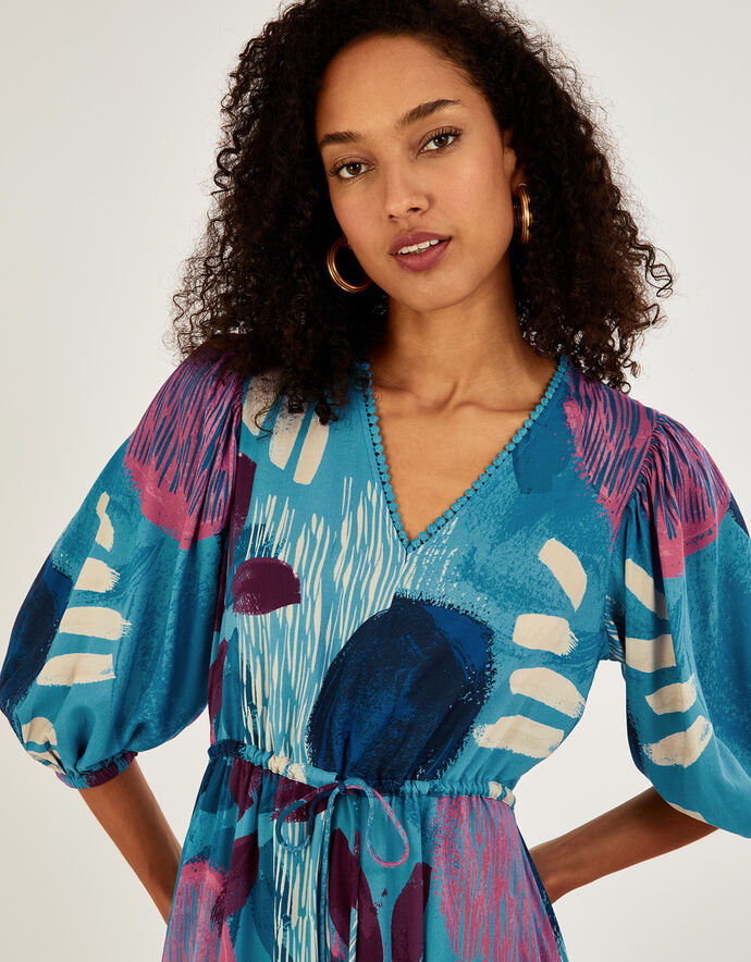 Large Scale Print Maxi Dress Teal