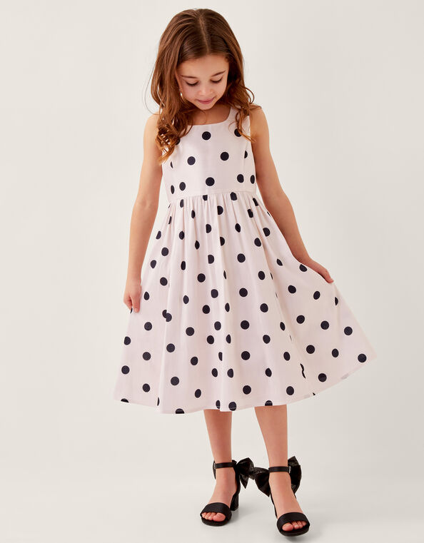 MINI ME Sicily Polka Dot Dress, Ivory (IVORY), large