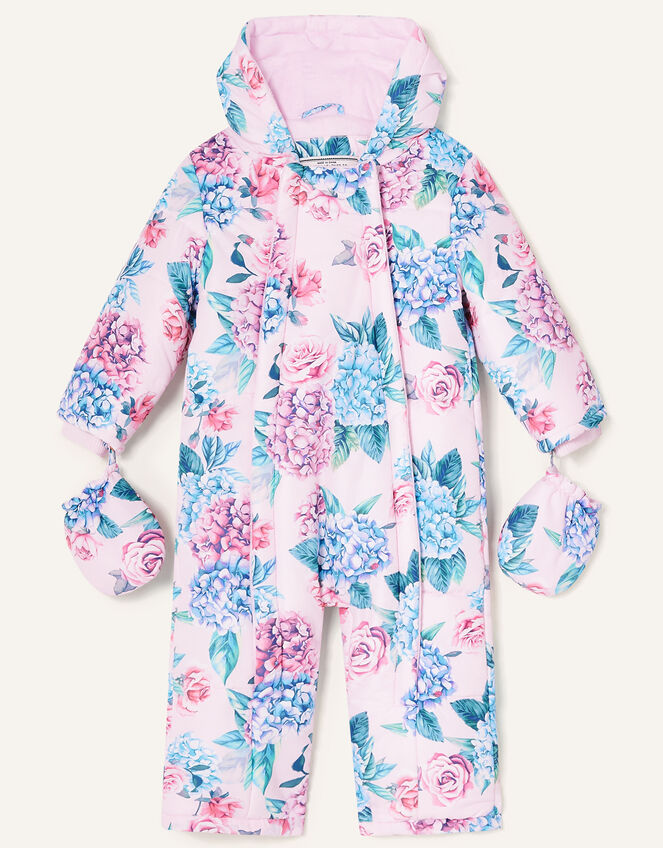 Baby Floral Padded Pramsuit, Pink (PALE PINK), large