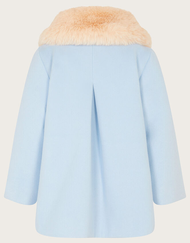 Baby Bow Faux Fur Trim Coat, Blue (PALE BLUE), large