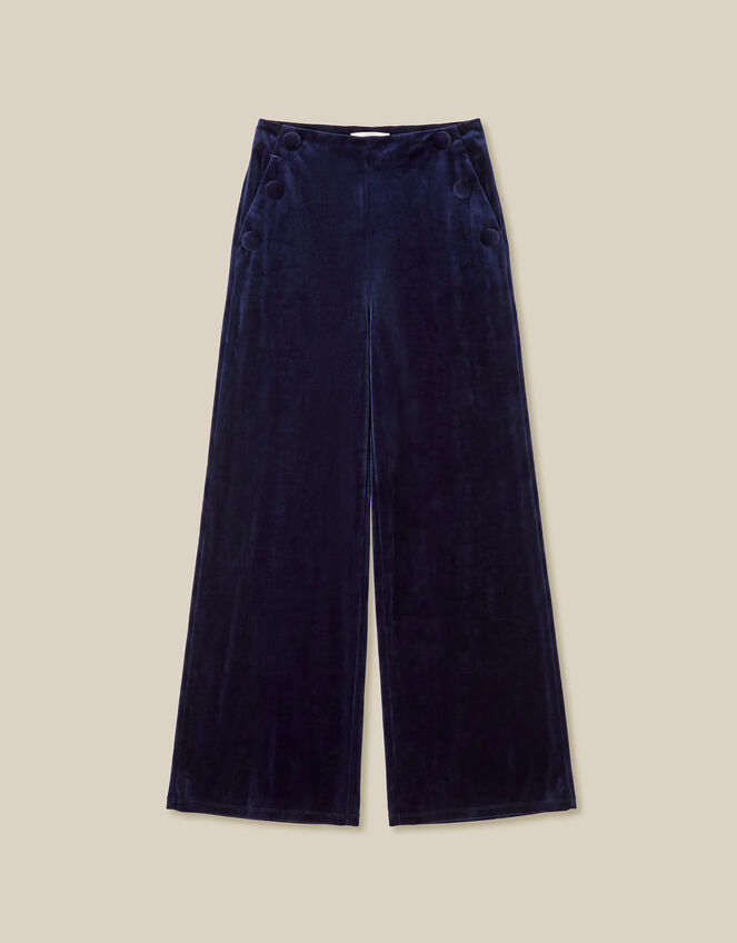 Verna Velvet Wide Leg Trousers, Blue (MIDNIGHT), large