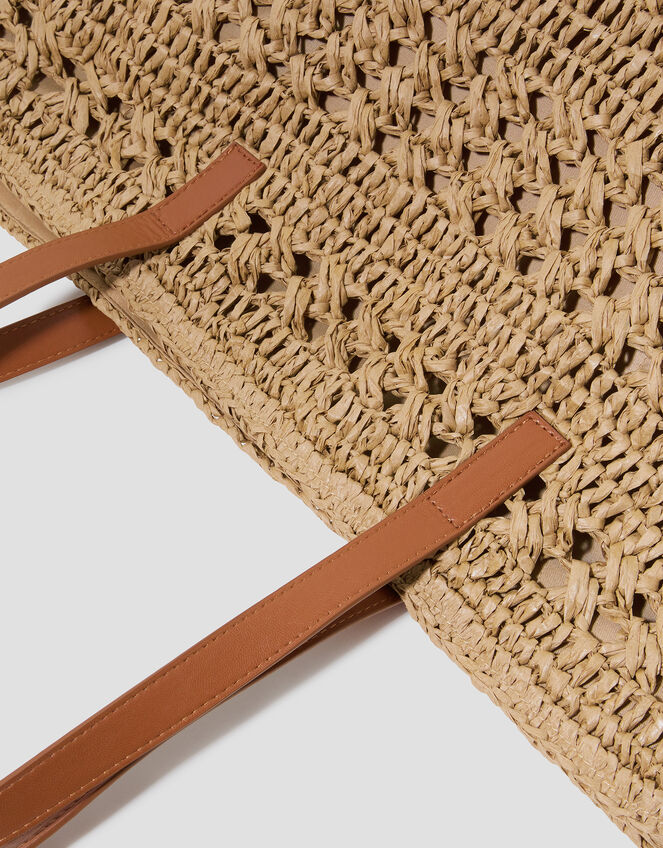 Amber Raffia Crochet Tote Bag, , large