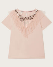 Ruffle Sequin T-Shirt, Pink (PINK), large