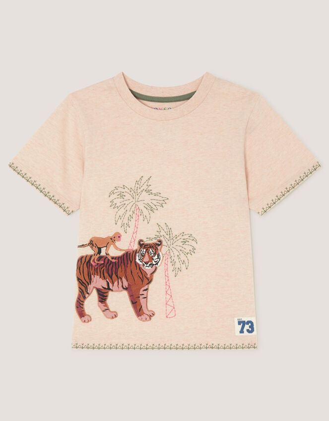 Embroidered Tiger T-Shirt, Cream (CREAM), large