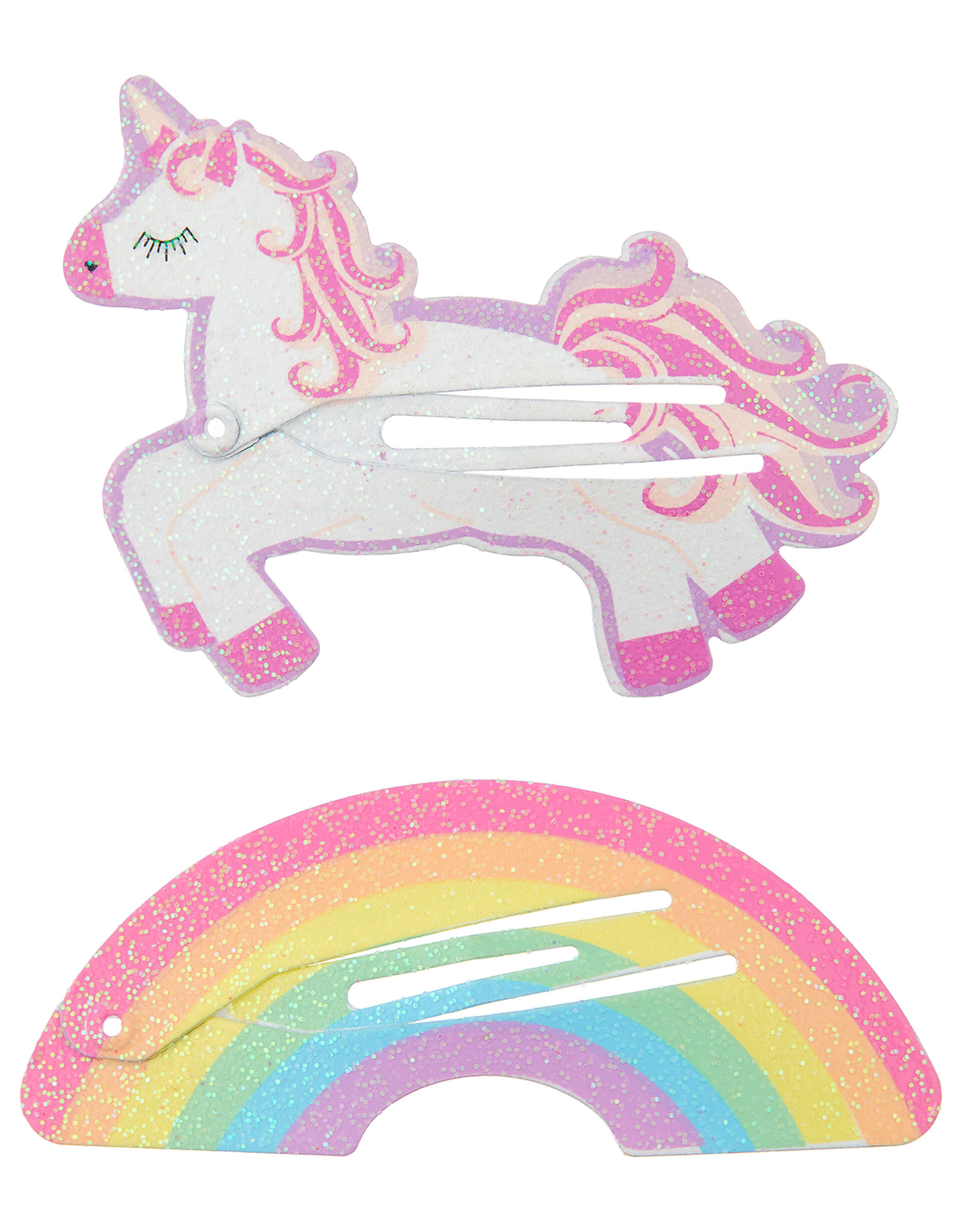 2 Fantasy Unicorn Rainbow Hair Clips, , large