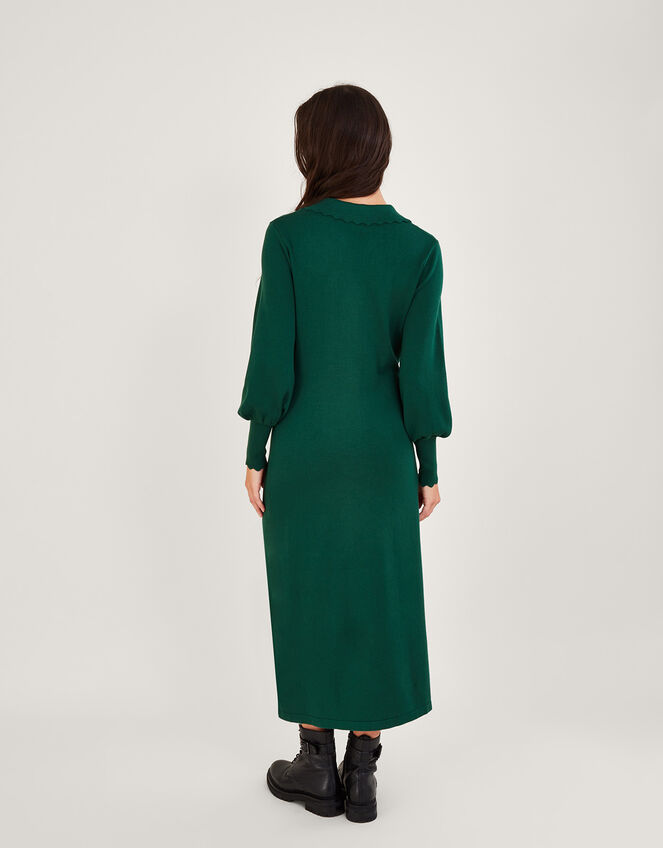 Button Through Shirt Midi Dress Green