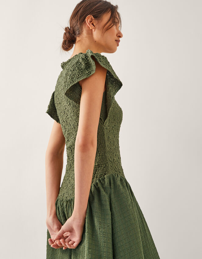 Dee Drop Waist Midi Dress, Green (KHAKI), large