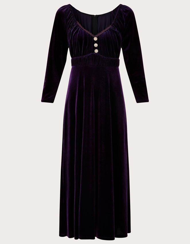 Sara Velvet Midi Dress, Purple (PURPLE), large