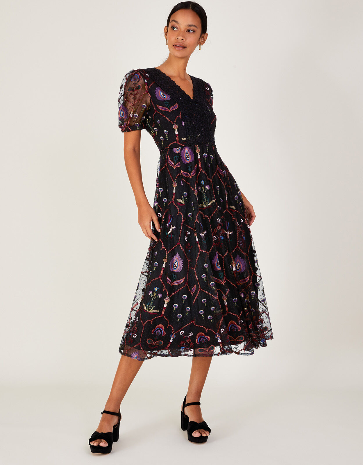 Midi embroidered deals dress